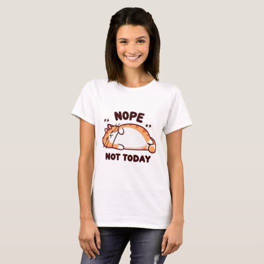 Nope Not Today Sleepy Cat with Bow T-shirt (Voorkant volledig)