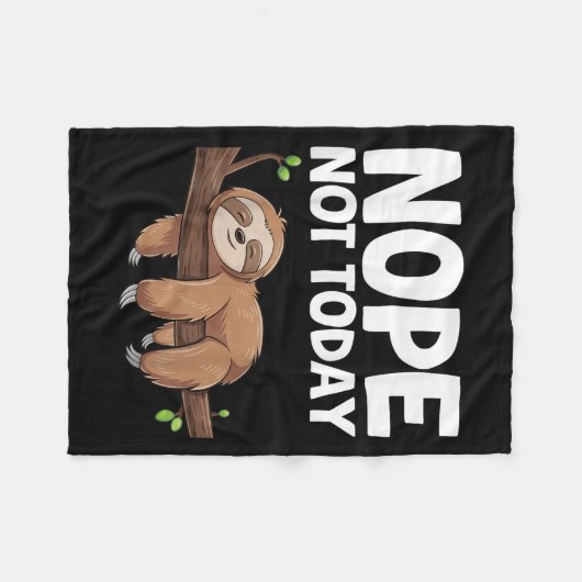 Nope Not Today Sloth Fleece Deken (Voorkant (Horizontaal))
