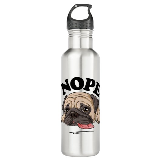 Nope Pug Shirt Lazy Funny Kinder Mannen Dog Love Waterfles (Voorkant)