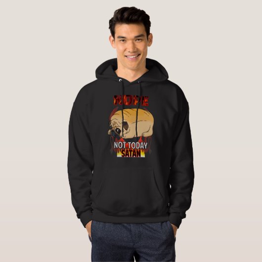 Nope Satan Pug Hoodie (Voorkant volledig)