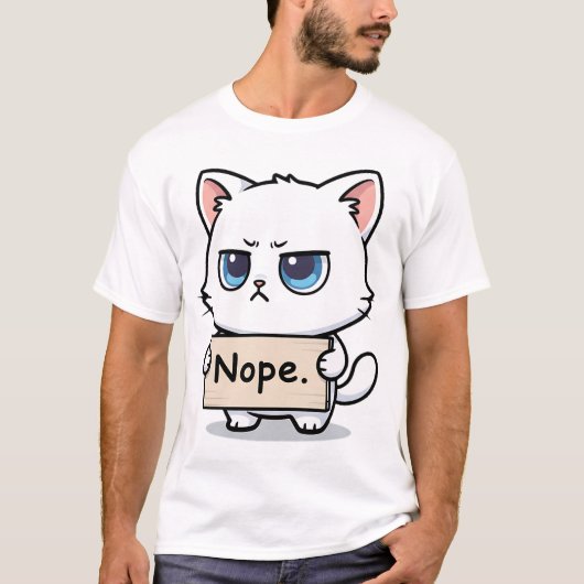 Nope Sign Cat T-shirt (Voorkant)
