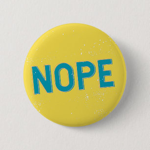 NOPE - Typografie in het blauw en geel met distres Ronde Button 5,7 Cm