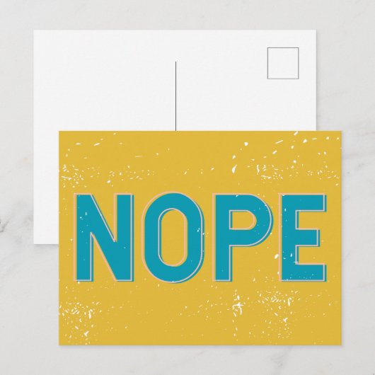 NOPE - Verstoorde Typografie in Blauw en Geel Briefkaart (Voorkant / Achterkant)
