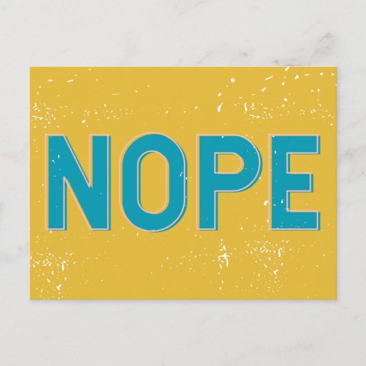 NOPE - Verstoorde Typografie in Blauw en Geel Briefkaart (Voorkant)