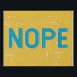 NOPE - Verstoorde Typografie in Geel en Blauw Imitatie Canvas Print<br><div class="desc">NOPE - Onderdruk Typografie in Geel en Blauw Canvas Druk</div>
