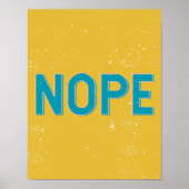 NOPE - Verstoorde Typografie in Geel en Blauw Poster (Voorkant)