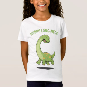 Noppy Lange-Nek Gelukkige Brachiosaurus Cartoon Di T-shirt