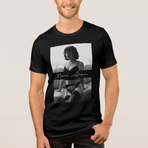 Nora Amour B&W T-shirt, Witte Tekst Tri-Blend Shirt