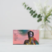 NORA CYBER WARRIOR EN PARROT Science Fiction Visitekaartje (Staand voorkant)