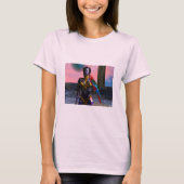 NORA CYBER WARRIOR HOLDING MACAW Science Fiction T-shirt (Voorkant)