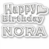 Nora Happy Birthday silver Aufkleber Sticker (Voorkant)