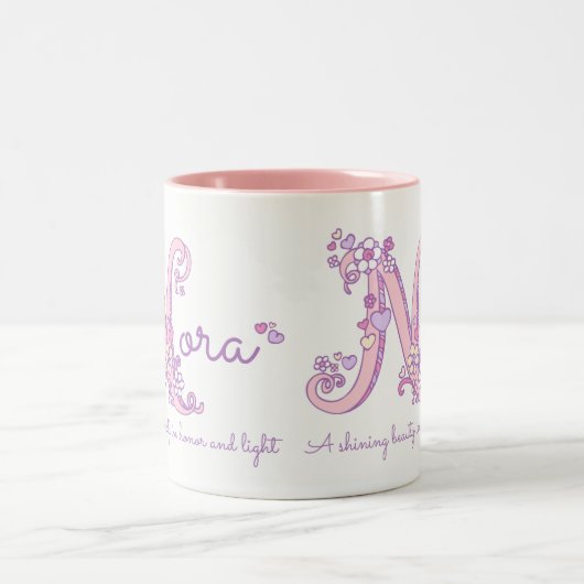 Nora naam betekent hartbloem N monogram mok (Center)