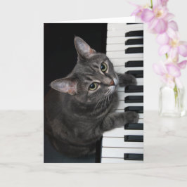 Nora The Piano Cat - Blank Folded Card - Style 001 Kaart
