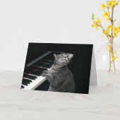 Nora The Piano Cat - Blank Folded Card - Style 002 Kaart (Gele Bloem)
