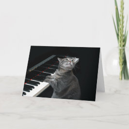 Nora The Piano Cat - Blank Folded Card - Style 002 Kaart