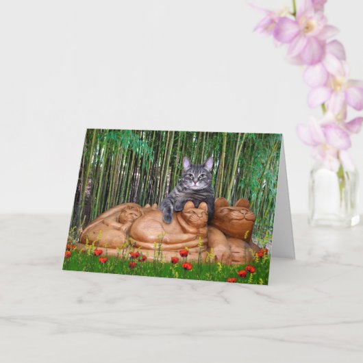 Nora The Piano Cat - Blank Folded Card - Style 008 Kaart (Orchidee)