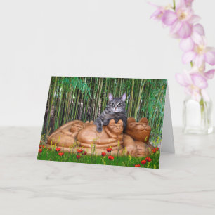 Nora The Piano Cat - Blank Folded Card - Style 008 Kaart