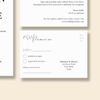NORA | Trouw Minimalistische RSVP briefkaart