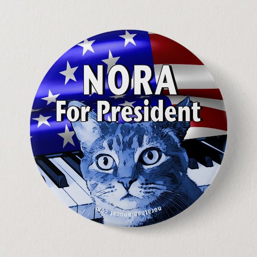 Nora voor President Button in blauw #3 (Voorkant)