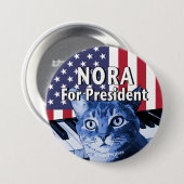 Nora voor President Button in blauw #4 (Voorkant /achterkant)