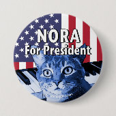 Nora voor President Button in blauw #4 (Voorkant)