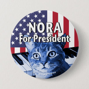 Nora Voor President Knopje In Blauw #4 Ronde Button 7,6 Cm