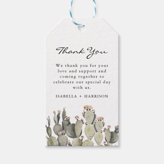 Norah - Bohemian Prickly Pear Cactus Waterverf Cadeaulabel (Voorkant)