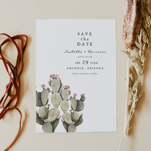 NORAH Bohemian Waterverf Cactus Save the Date Kaart