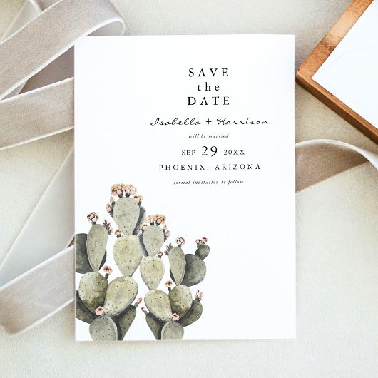 NORAH Bohemian Waterverf Cactus Save the Date Kaart