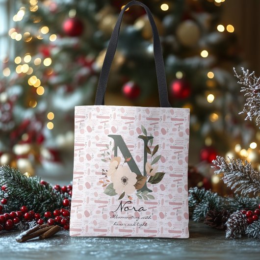 Nora's Blossoming Radiance - Boho Floral Monogram Crossbody Tas