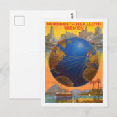 Norddeutscher Lloyd Bremen Duitsland 1920 Vintage Briefkaart (Voorkant / Achterkant)