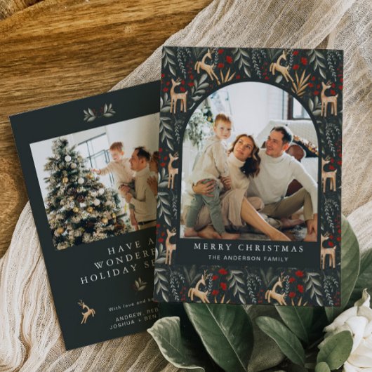 Nordic 2 Photo Christmas Kaart Boho Scandi Holiday