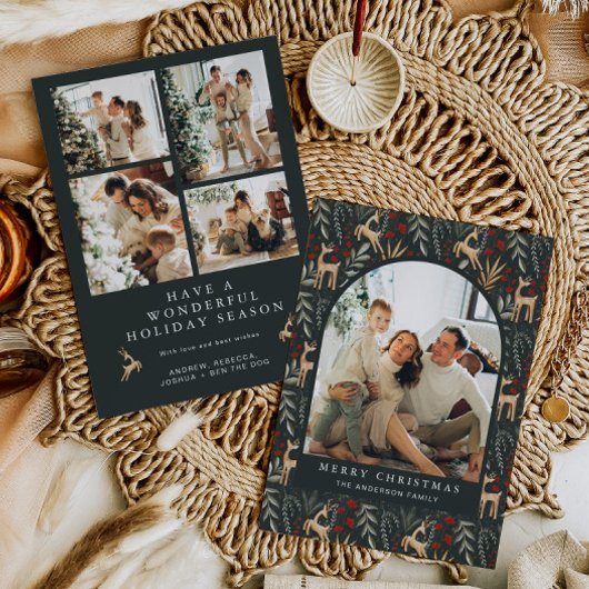 Nordic 5 Foto Kerst Kaart Boho Scandi Vakantie