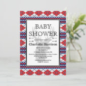 Nordic Argyle Sweater Pattern Winter Baby shower Kaart (Staand voorkant)