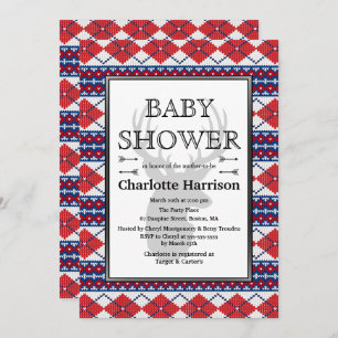 Nordic Argyle Sweater Pattern Winter Baby shower Kaart