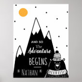 Nordic Bear Mountain Adventure Begins Personalised Poster (Voorkant)