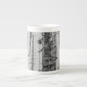 Nordic Birch Tree Trunk Zwart-wit ontwerp Porselein Kop (Voorkant)