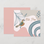 Nordic Bird and Flower Tak Pris (Hartelijk dank) Notitiekaartje (Voorkant / Achterkant)