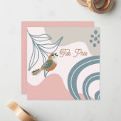 Nordic Bird and Flower Tak Pris (Hartelijk dank) Notitiekaartje (Voorkant / Achterkant in situ)