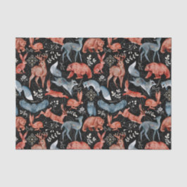 Nordic Blue Brown Animals laat Waterverf Tissuepapier