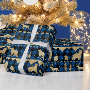 Nordic Blue Buffalo Pset Gold Winter Animals Cadeaupapier