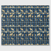 Nordic Blue Buffalo Pset Gold Winter Animals Cadeaupapier (Vlak)