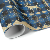 Nordic Blue Buffalo Pset Gold Winter Animals Cadeaupapier (Rol Hoek)