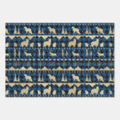 Nordic Blue Buffalo Pset Gold Winter Animals Inpakpapier Vel (Voorkant)