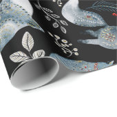 Nordic Blue Fox Red Greenery Waterverf Cadeaupapier (Rol Hoek)