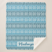 Nordic Blue Snowflake Knit Sweater Persoonlijk Sherpa Deken (Voorkant)