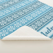 Nordic Blue Snowflake Knit Sweater Persoonlijk Sherpa Deken (3/4)