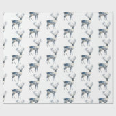 Nordic Blue White Deer Birthday Cadeaupapier (Vlak)