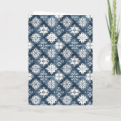 Nordic Blue White Deer Christmas Kaart (Achterkant)