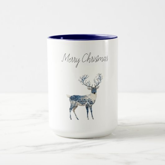 Nordic Blue White Deer Christmas Mok (Midden)